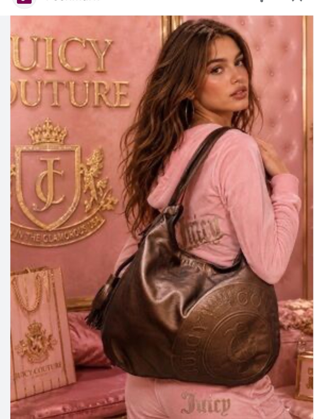 Juicy Couture Lock Large 'Gossip Hobo Handbag features a vintage bronze metallic